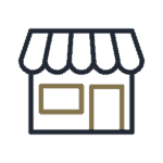 A black and gold store icon on a black background, representing a bankruptcy lawyers firm.